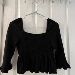 American Eagle Cropped Babydoll Smocked Top